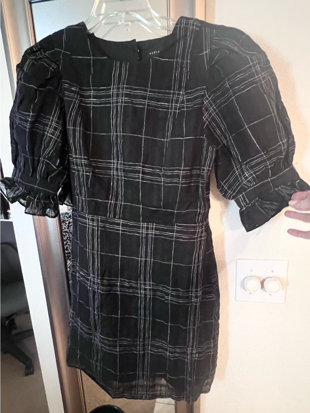 English Rose NWT Black Plaid Puff-Sleeve Women's Dress